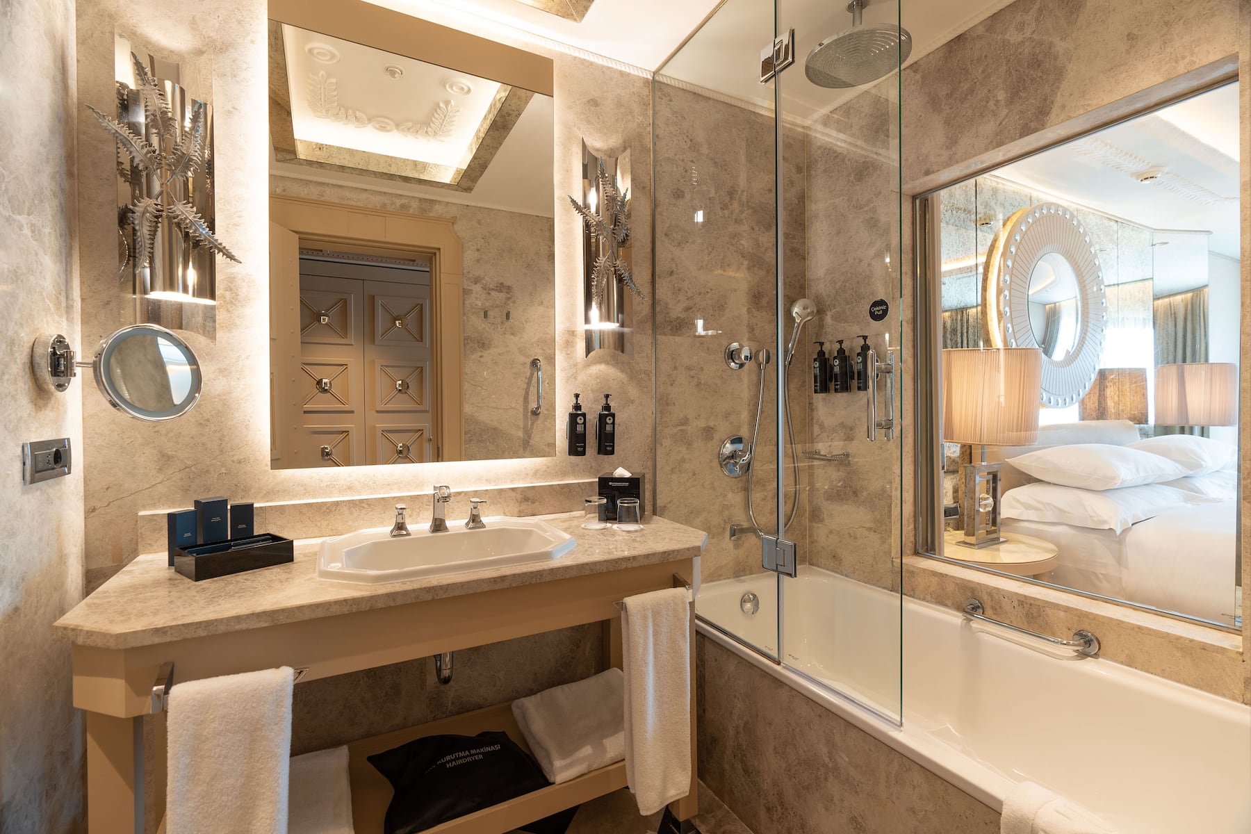 Guest room bath at the Wyndham Grand Istanbul Kalamis Marina Hotel in Istanbul, Other than US/Canada