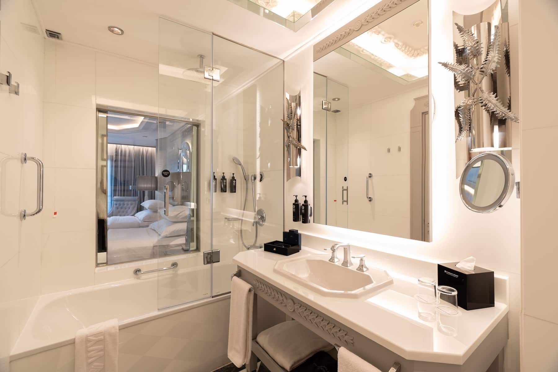 Guest room bath at the Wyndham Grand Istanbul Kalamis Marina Hotel in Istanbul, Other than US/Canada