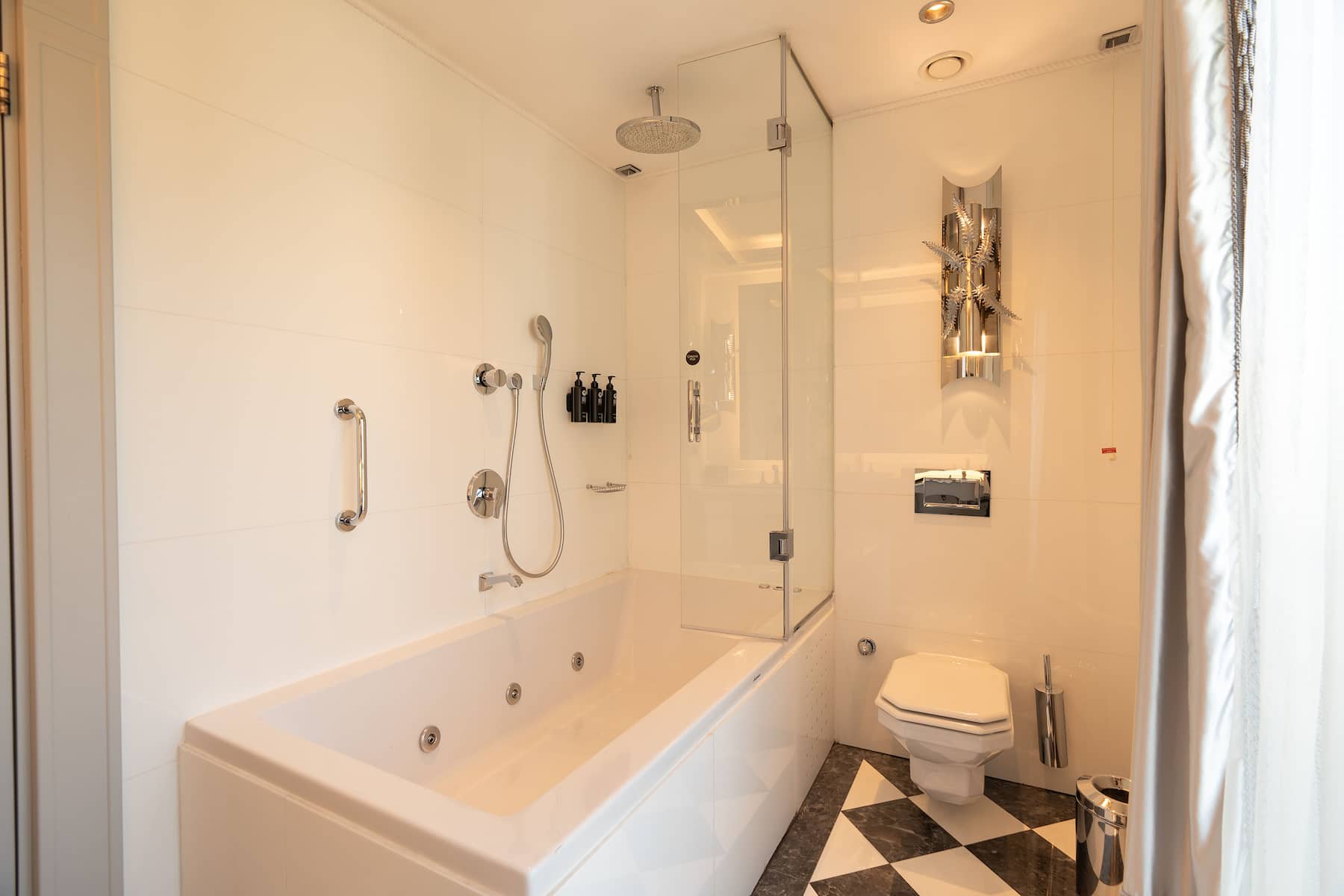 Guest room bath at the Wyndham Grand Istanbul Kalamis Marina Hotel in Istanbul, Other than US/Canada