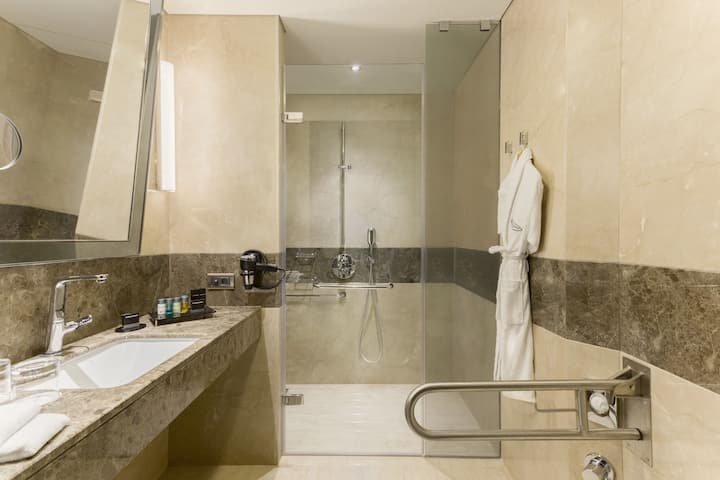 Guest room bath at the Wyndham Grand Istanbul Europe in Istanbul, Other than US/Canada