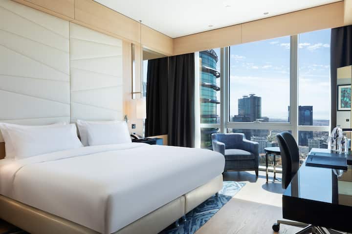 Guest room at the Wyndham Grand Istanbul Levent Hotel & Conference Center in Istanbul, Other than US/Canada
