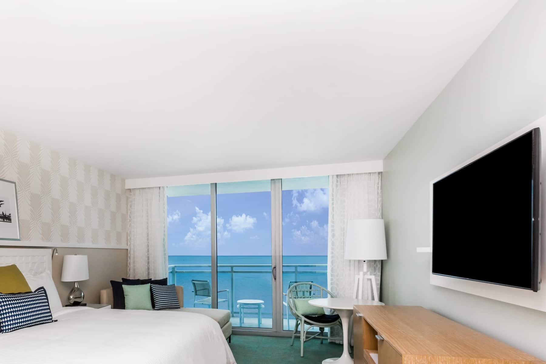 Guest room at the Wyndham Grand Clearwater Beach in Clearwater, Florida