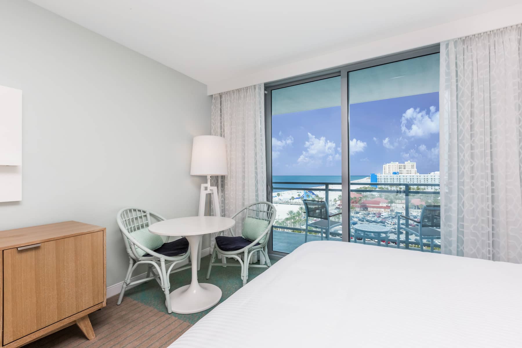 Guest room at the Wyndham Grand Clearwater Beach in Clearwater, Florida