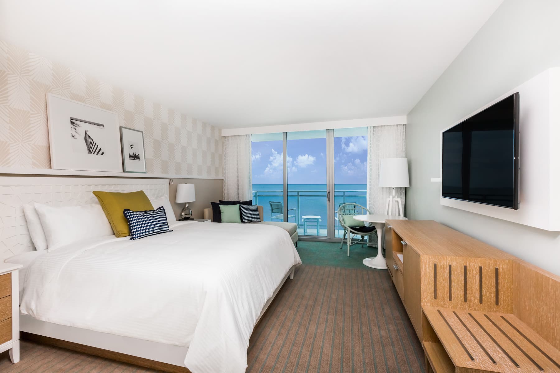Guest room at the Wyndham Grand Clearwater Beach in Clearwater, Florida