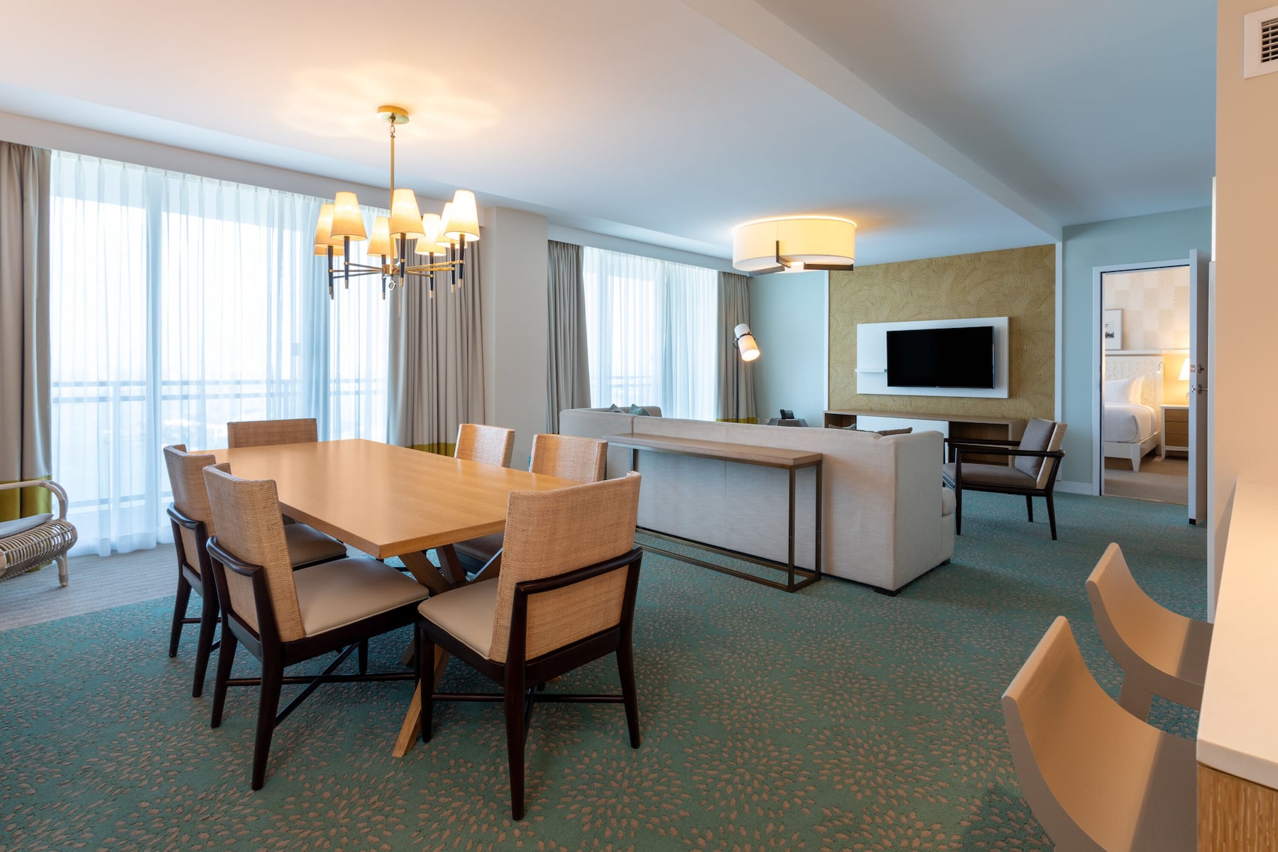 Guest room at the Wyndham Grand Clearwater Beach in Clearwater, Florida