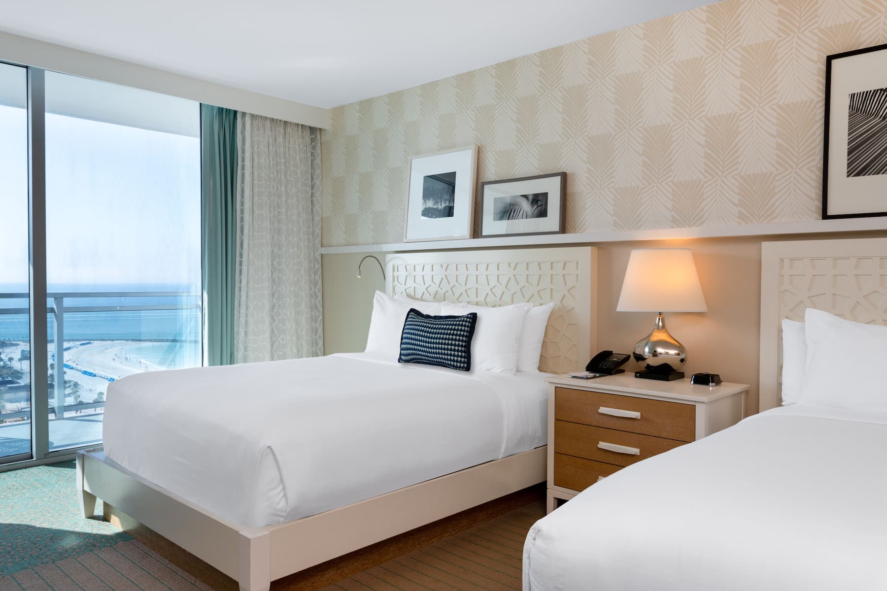 Guest room at the Wyndham Grand Clearwater Beach in Clearwater, Florida