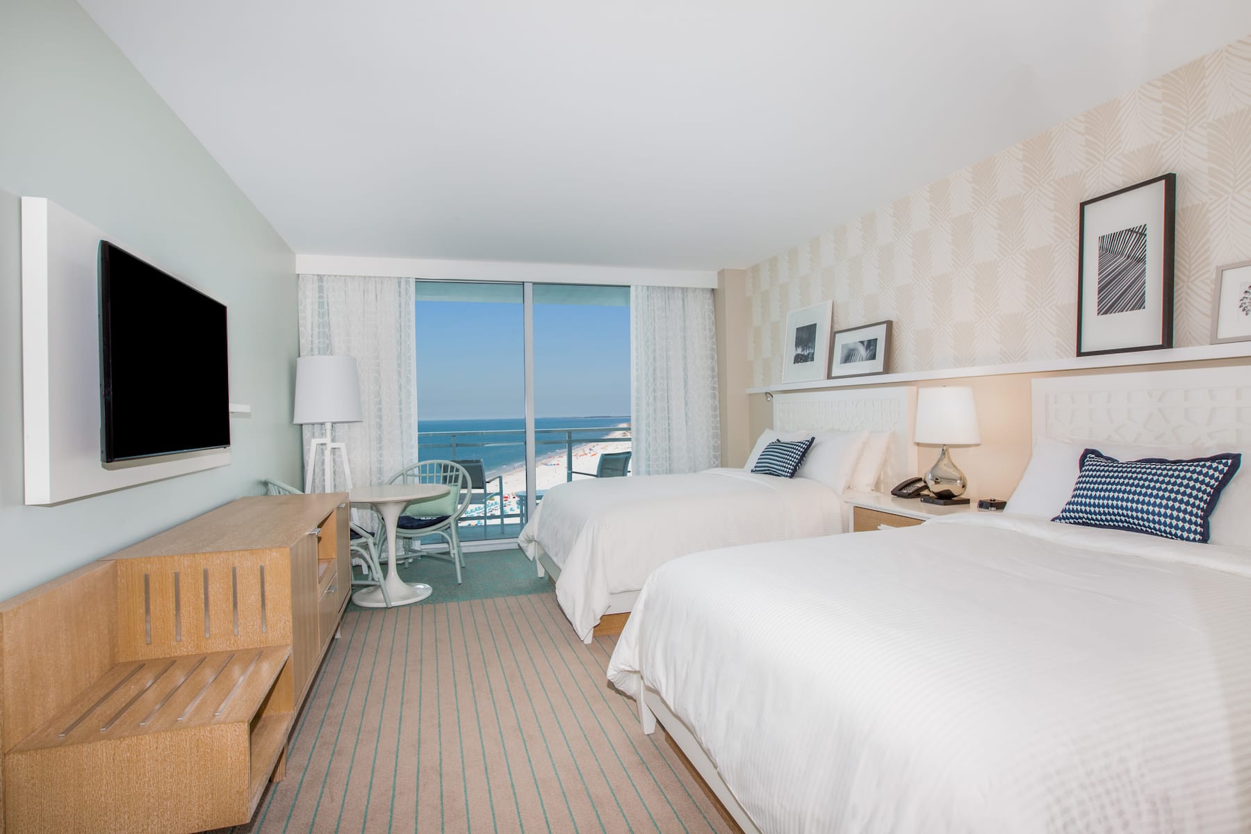 Guest room at the Wyndham Grand Clearwater Beach in Clearwater, Florida