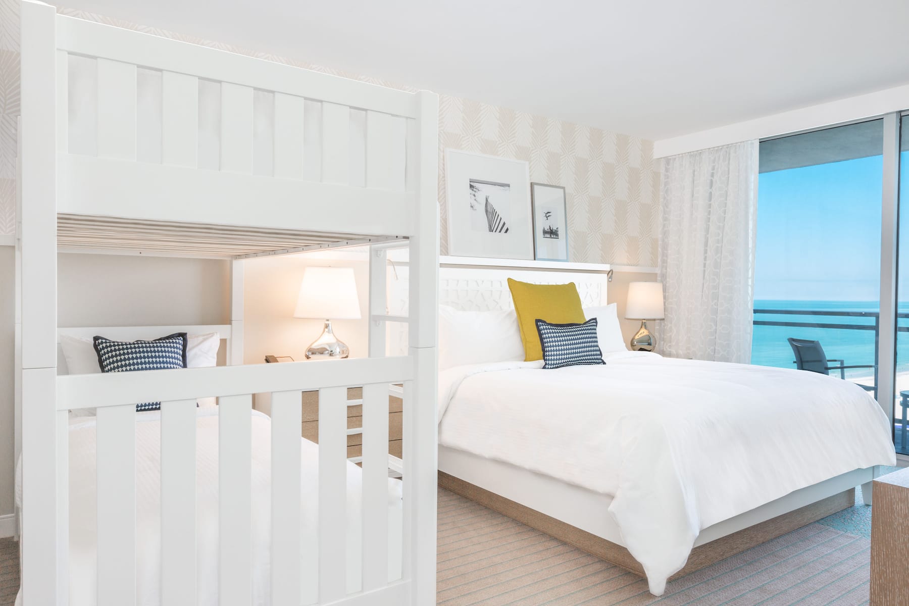 Guest room at the Wyndham Grand Clearwater Beach in Clearwater, Florida