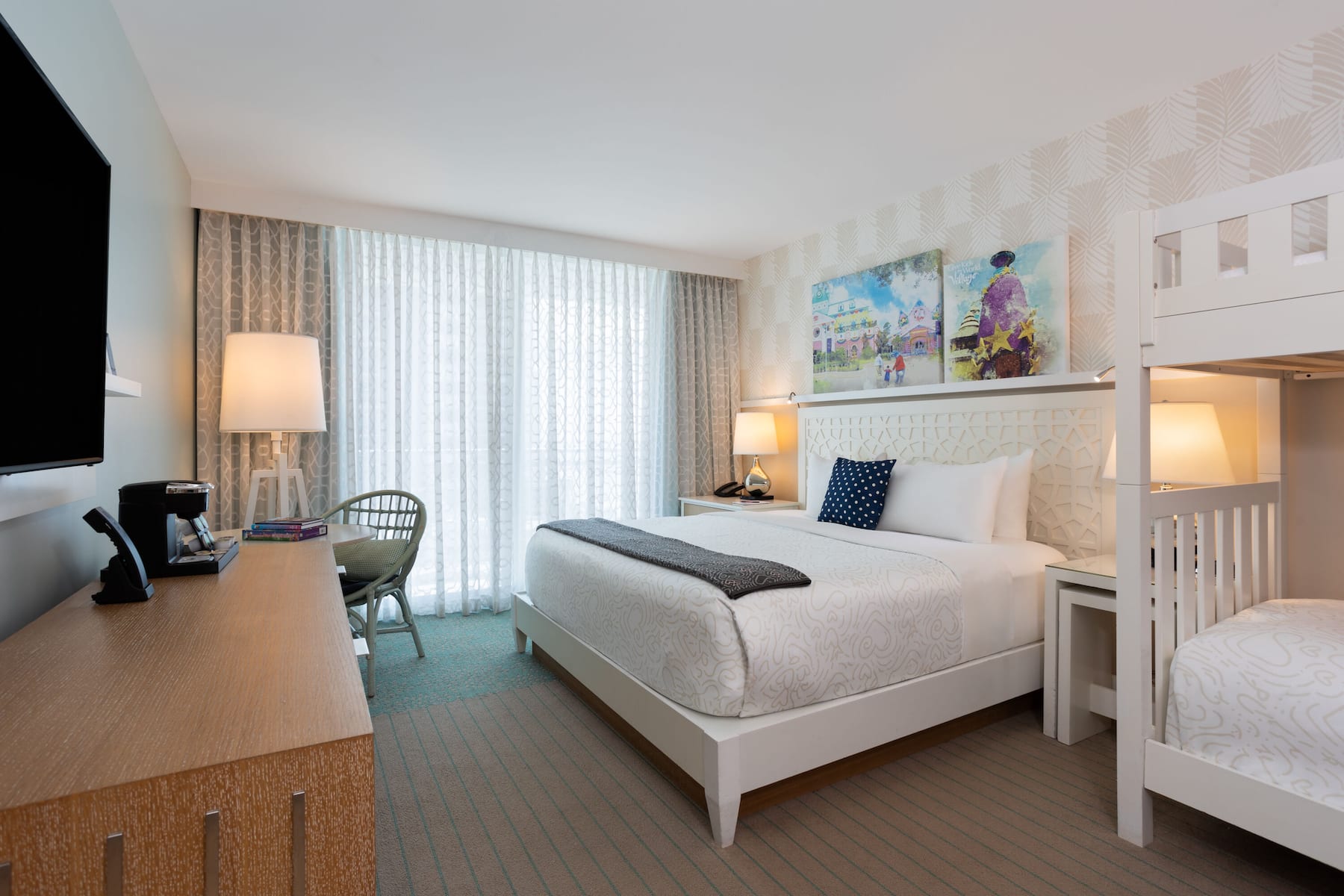 Guest room at the Wyndham Grand Clearwater Beach in Clearwater, Florida