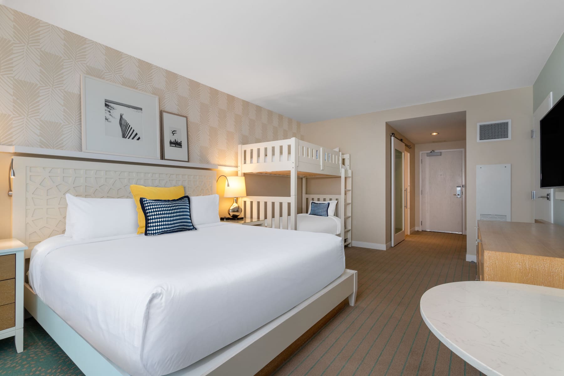 Guest room at the Wyndham Grand Clearwater Beach in Clearwater, Florida