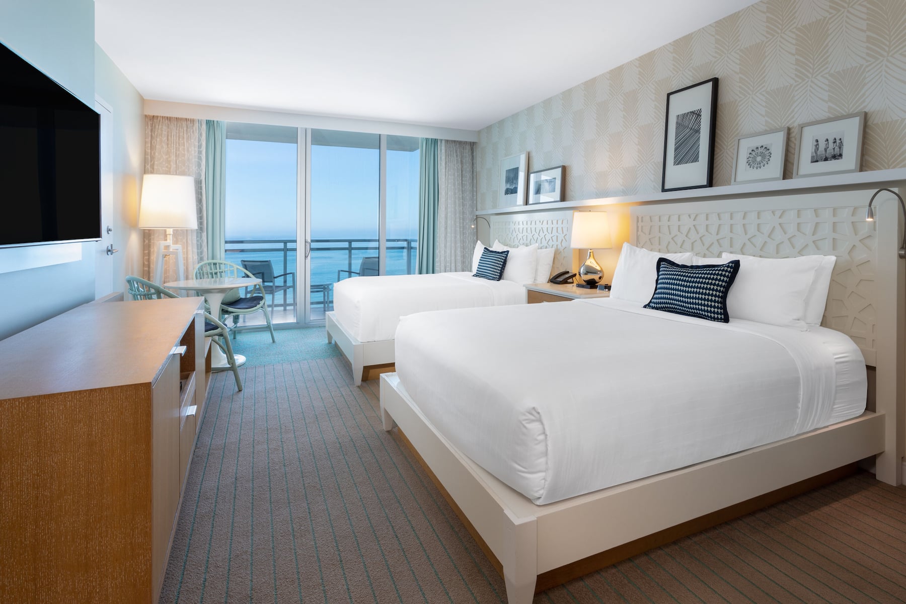 Guest room at the Wyndham Grand Clearwater Beach in Clearwater, Florida