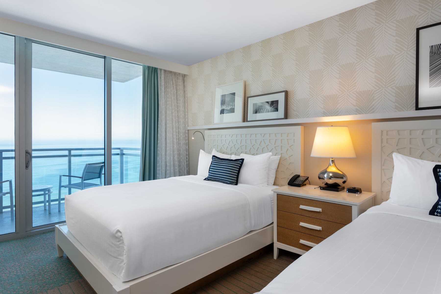 Guest room at the Wyndham Grand Clearwater Beach in Clearwater, Florida