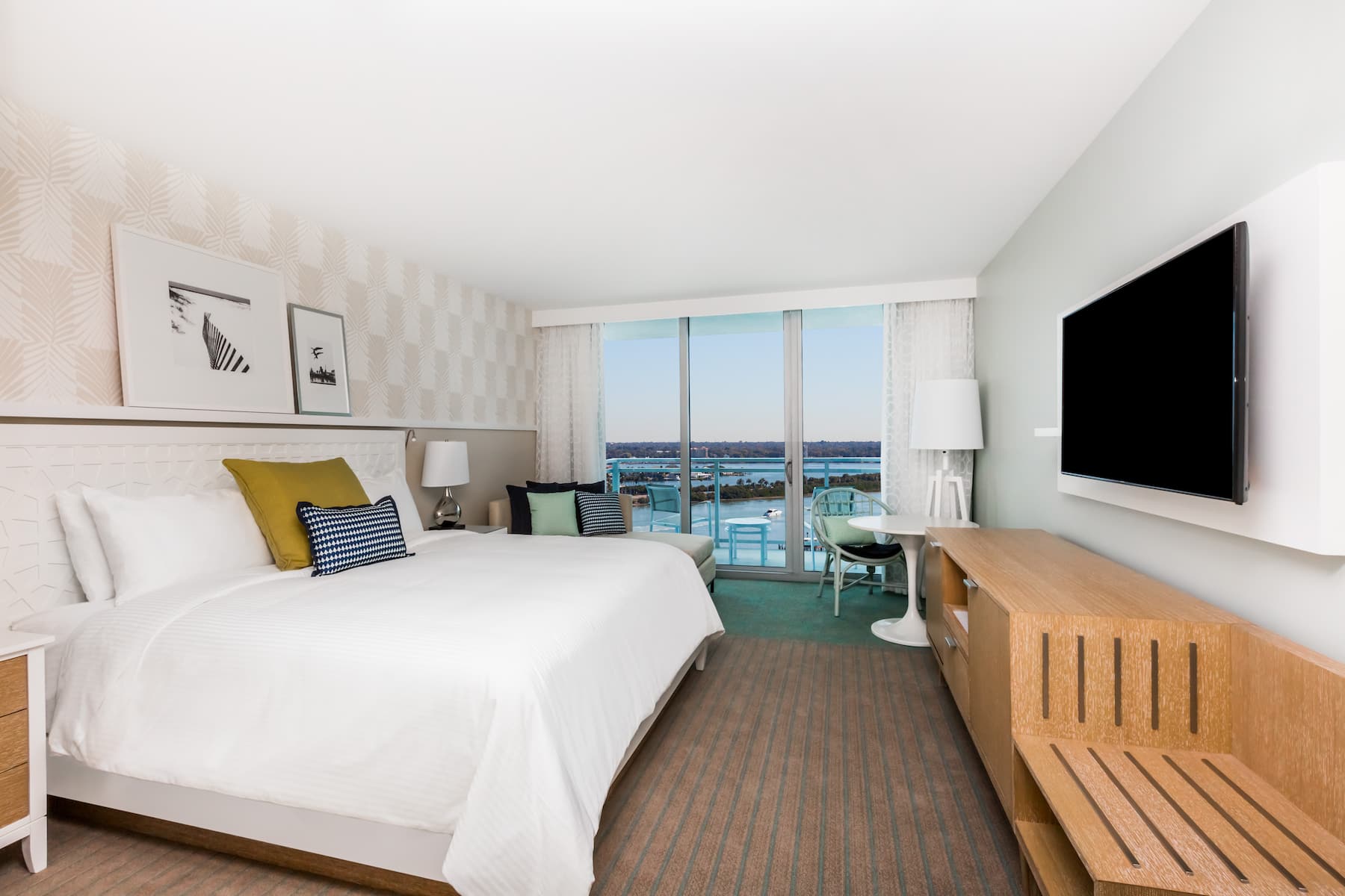 Guest room at the Wyndham Grand Clearwater Beach in Clearwater, Florida