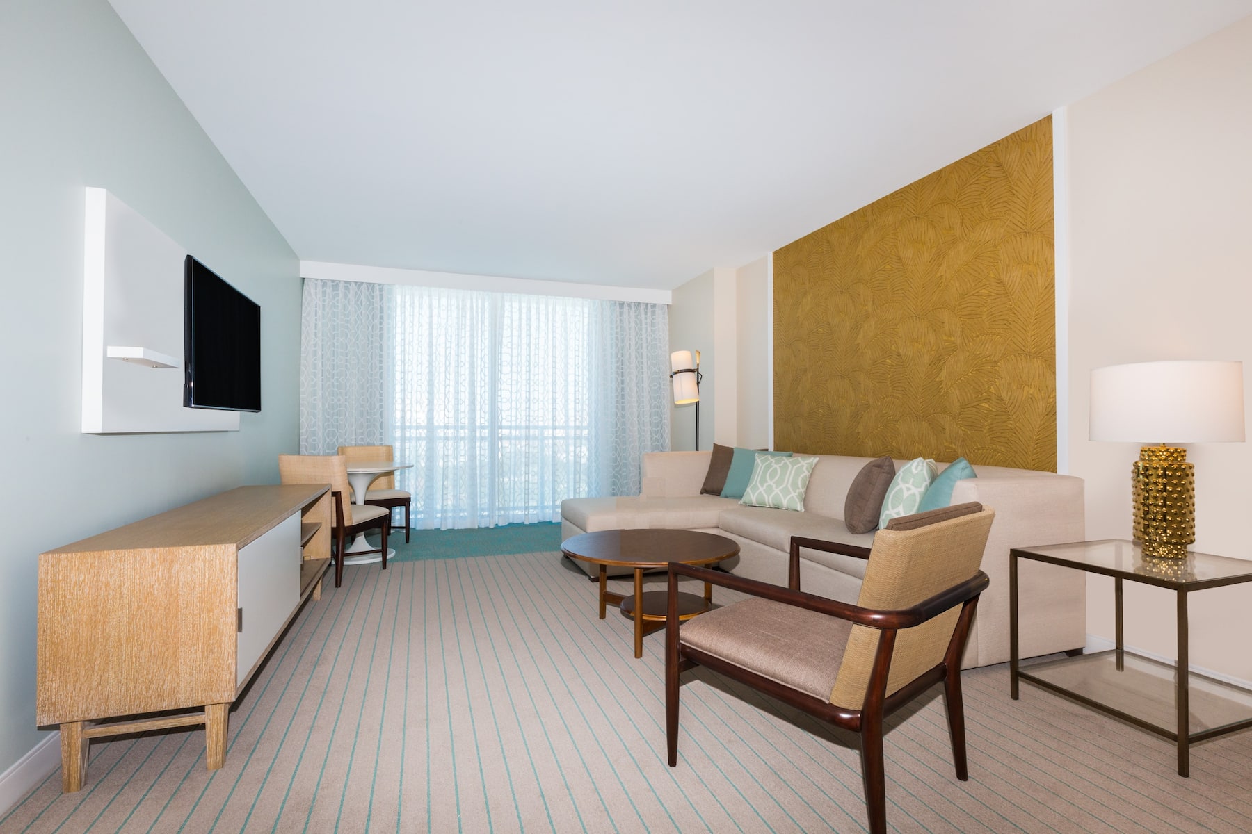 Guest room at the Wyndham Grand Clearwater Beach in Clearwater, Florida