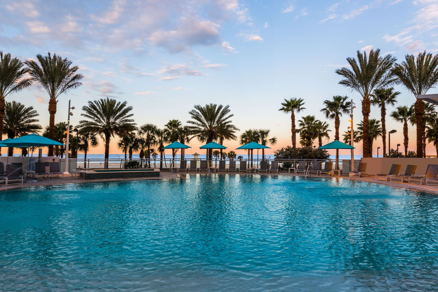 Pool night image at the Wyndham Grand Clearwater Beach in Clearwater, Florida