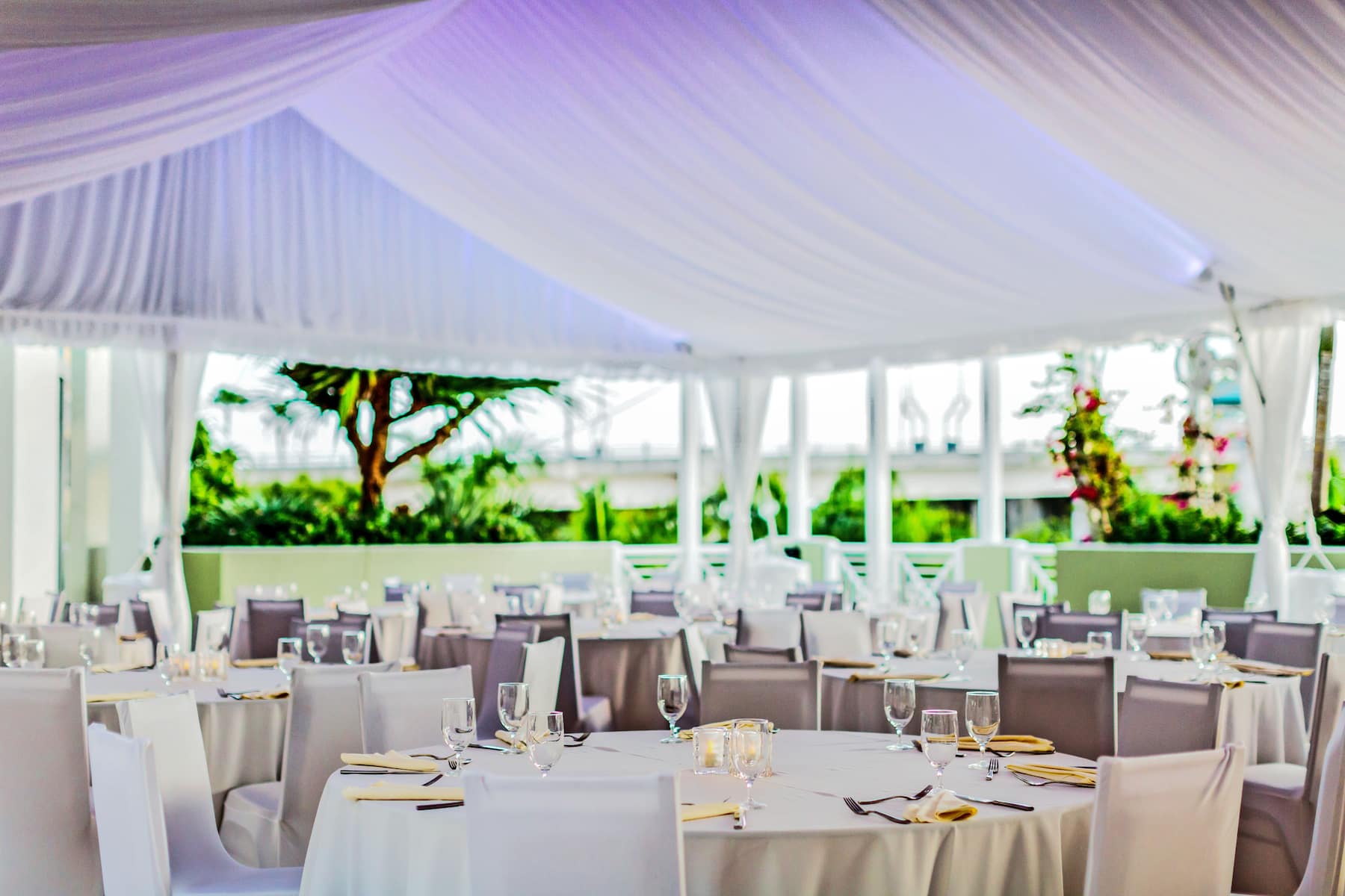 Wyndham Grand Jupiter at Harbourside Place ballroom banquet rounds in Jupiter, Florida