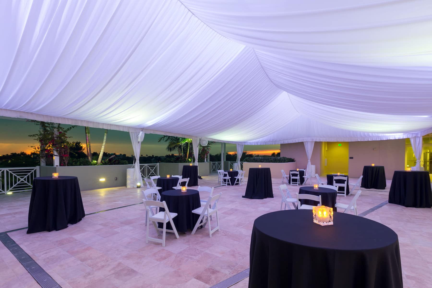 Wyndham Grand Jupiter at Harbourside Place ballroom banquet rounds in Jupiter, Florida