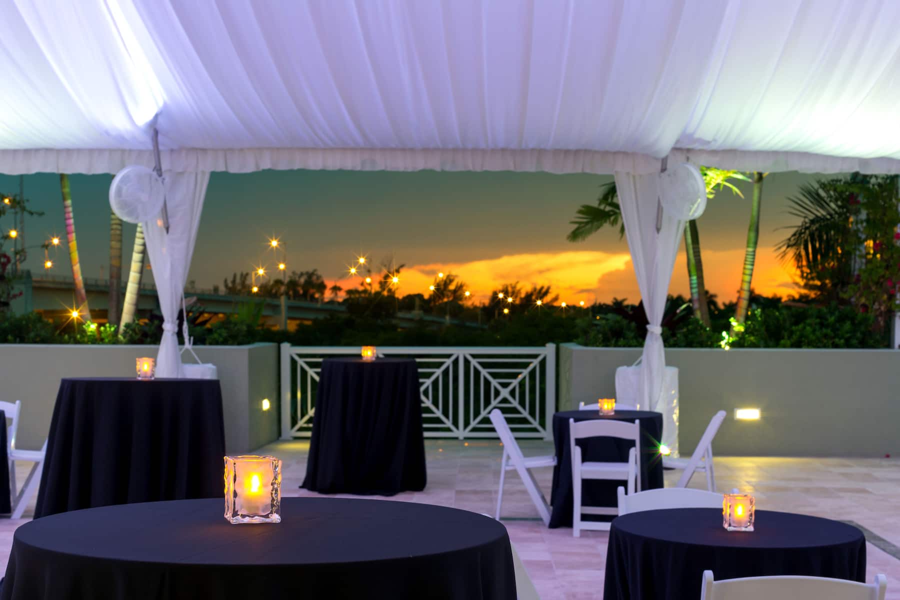 Wyndham Grand Jupiter at Harbourside Place ballroom banquet rounds in Jupiter, Florida
