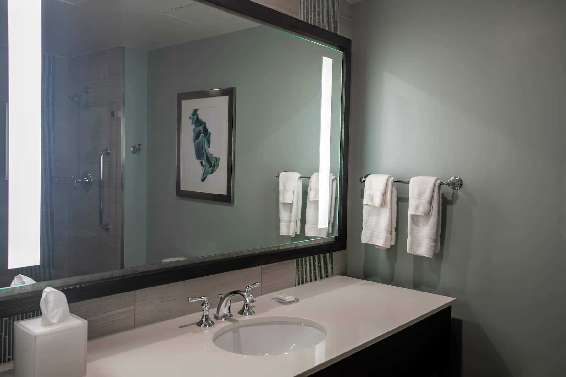 Guest room bath at the Wyndham Grand Jupiter at Harbourside Place in Jupiter, Florida