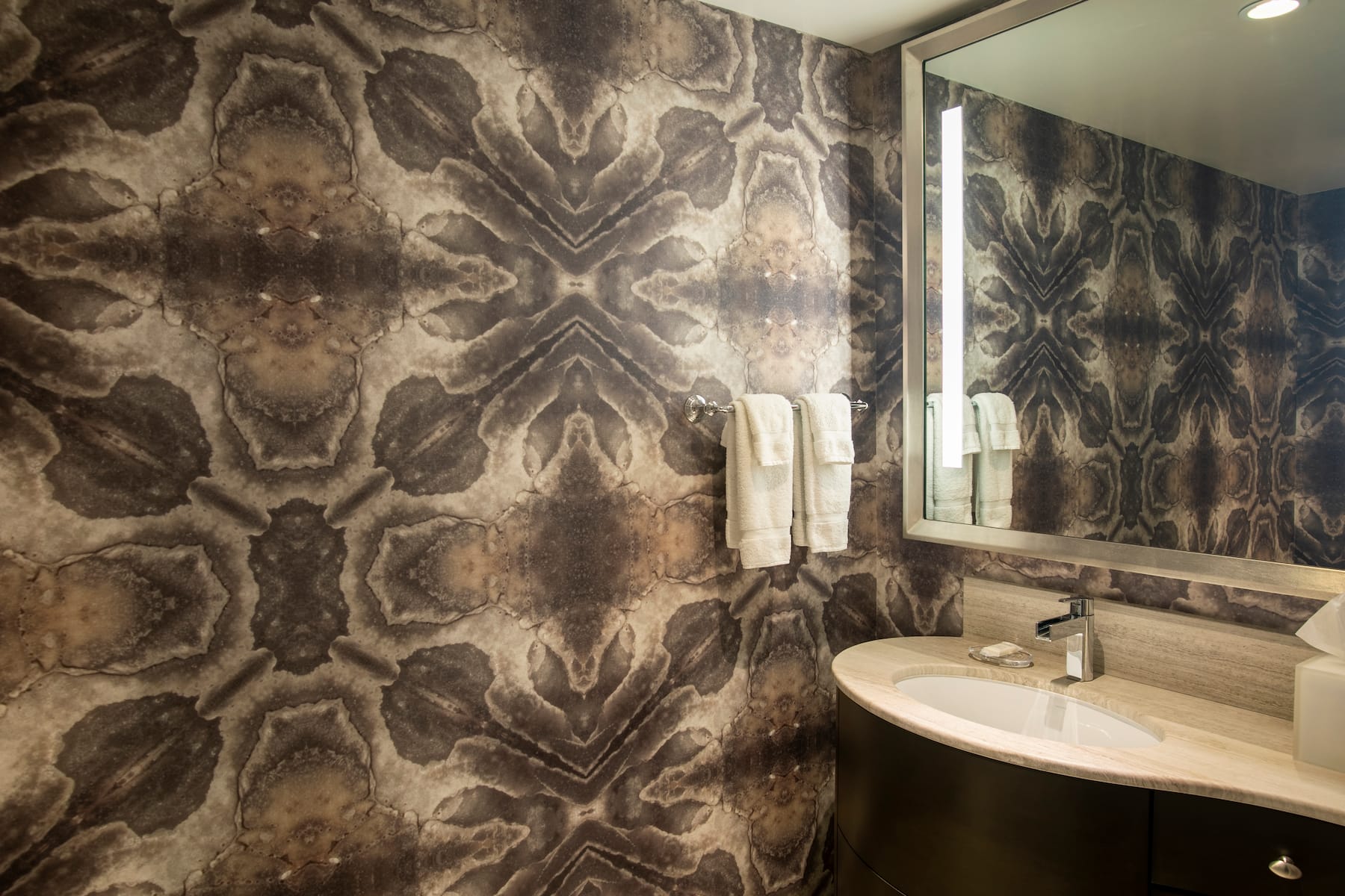 Guest room bath at the Wyndham Grand Jupiter at Harbourside Place in Jupiter, Florida