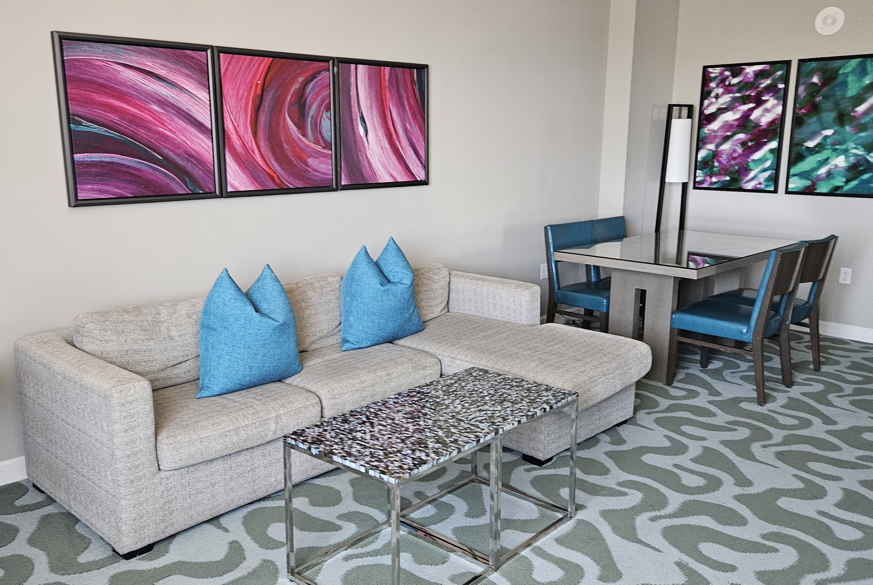 Guest room at the Wyndham Grand Jupiter at Harbourside Place in Jupiter, Florida