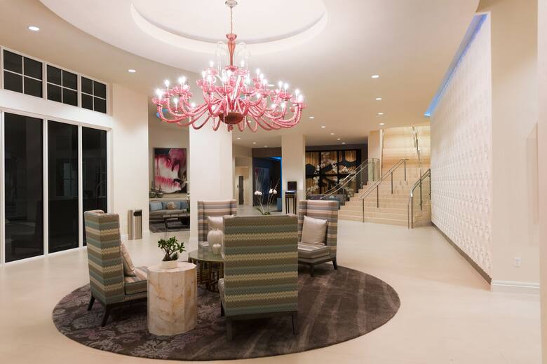 Wyndham Grand Jupiter at Harbourside Place hotel lobby in Jupiter, Florida