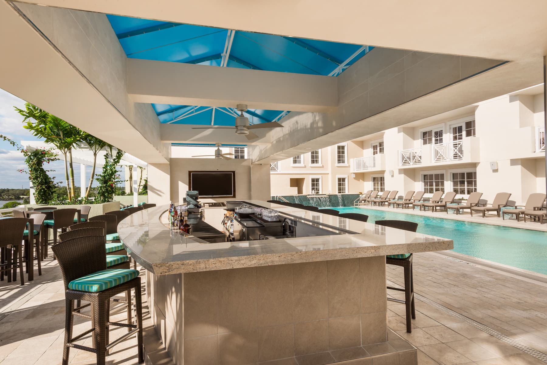 Pool at the Wyndham Grand Jupiter at Harbourside Place in Jupiter, Florida