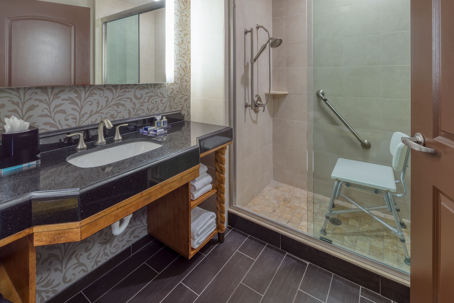 Guest room bath at the Wyndham Grand Orlando Resort Bonnet Creek in Orlando, Florida