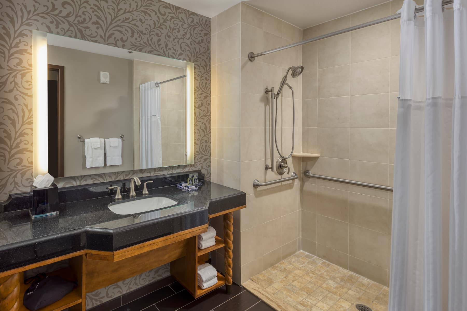 Guest room bath at the Wyndham Grand Orlando Resort Bonnet Creek in Orlando, Florida