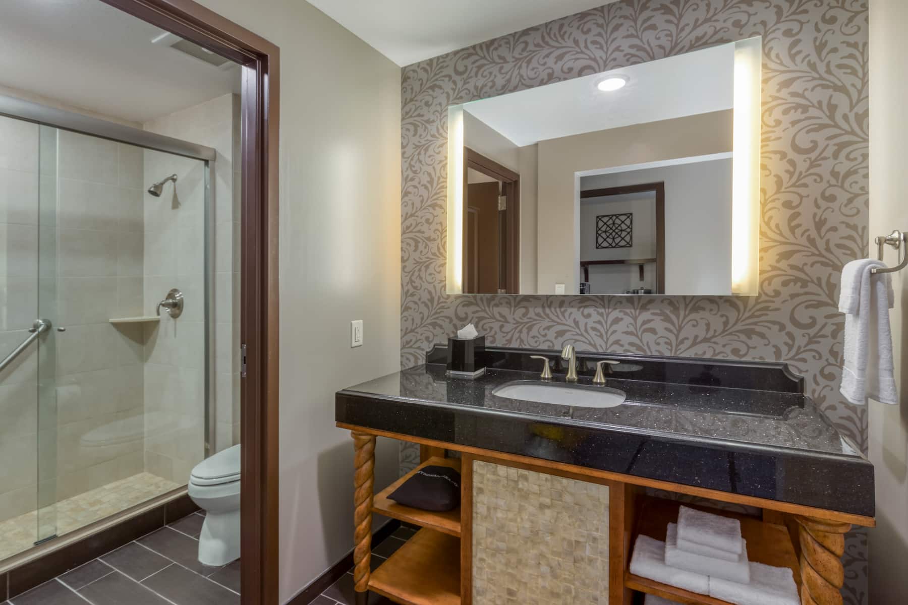 Guest room bath at the Wyndham Grand Orlando Resort Bonnet Creek in Orlando, Florida