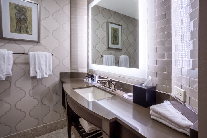 Guest room bath at the Grandover Resort & Spa, a Wyndham Grand Hotel in Greensboro, North Carolina
