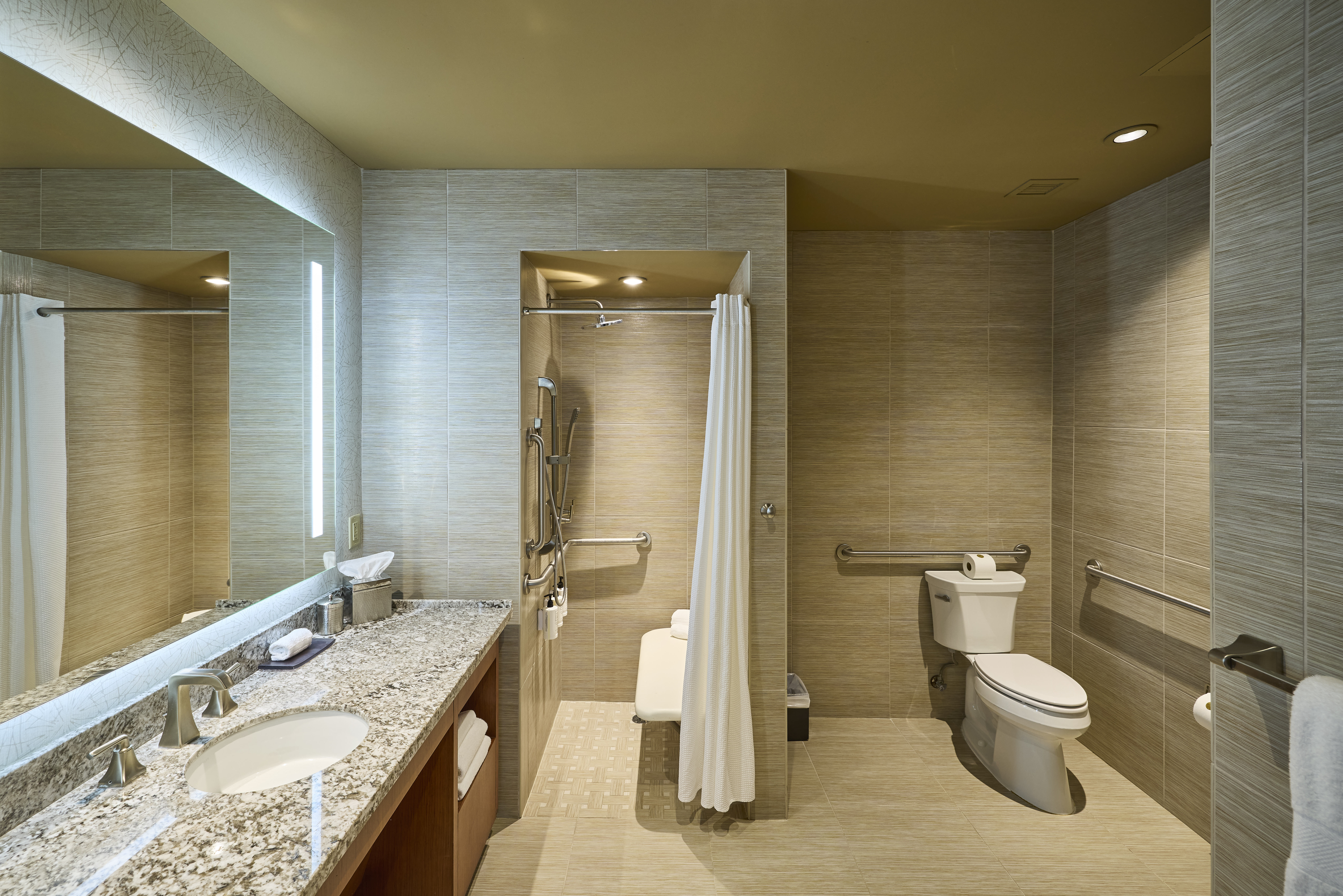 Guest room bath at the Choctaw Casino & Resort Durant, a Wyndham Grand Hotel in Durant, Oklahoma