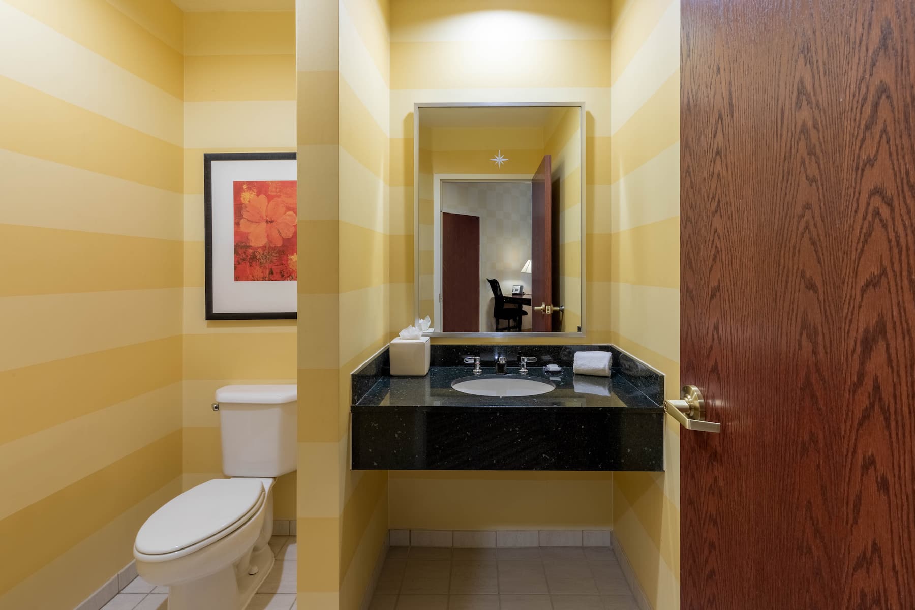 Guest room bath at the Wyndham Grand Oklahoma City Downtown in Oklahoma City, Oklahoma