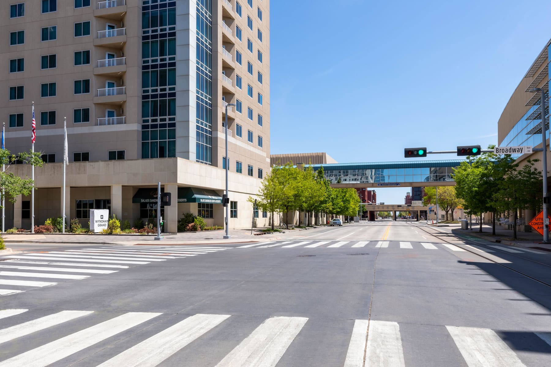Exterior of Wyndham Grand Oklahoma City Downtown hotel in Oklahoma City, Oklahoma