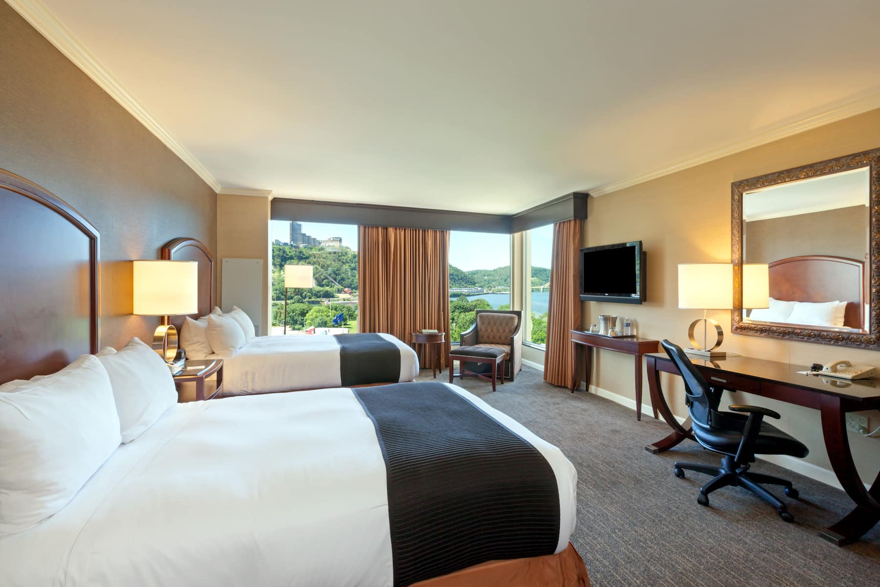 Guest room at the Wyndham Grand Pittsburgh Downtown in Pittsburgh, Pennsylvania