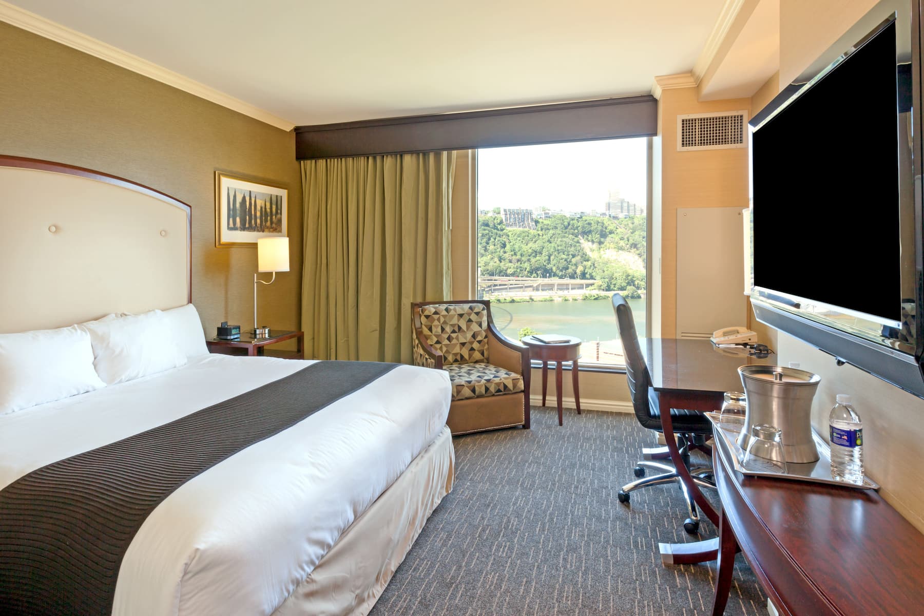 Guest room at the Wyndham Grand Pittsburgh Downtown in Pittsburgh, Pennsylvania
