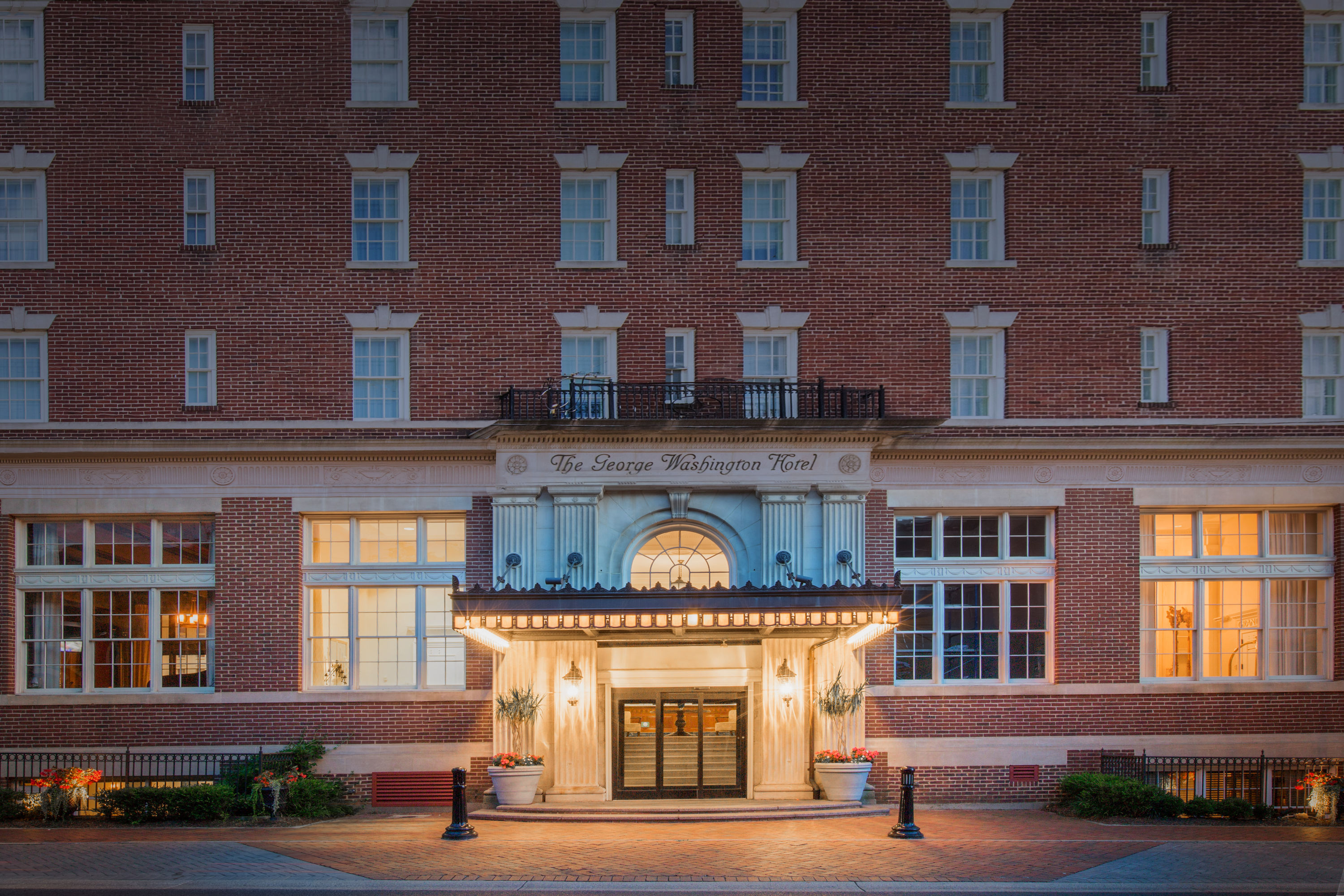 Exterior Dusk Image of The George Washington, a Wyndham Grand Hotel hotel in Winchester, Virginia