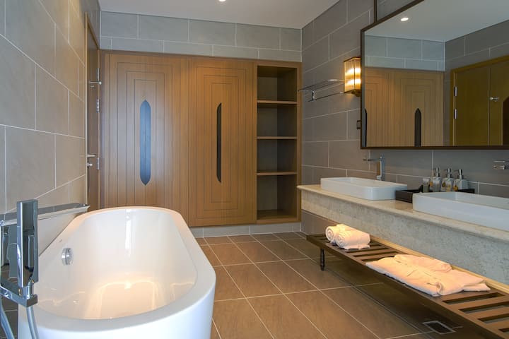 Guest room bath at the Wyndham Grand KN Paradise Cam Ranh in Cam Ranh, Other than US/Canada