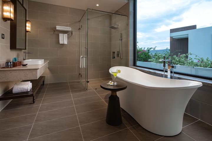 Guest room bath at the Wyndham Grand KN Paradise Cam Ranh in Cam Ranh, Other than US/Canada