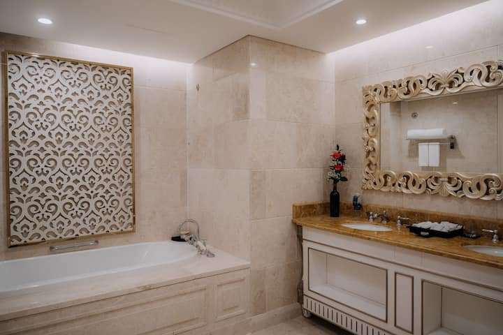 Guest room bath at the Wyndham Grand Phu Quoc in Kien Giang Province, Other than US/Canada