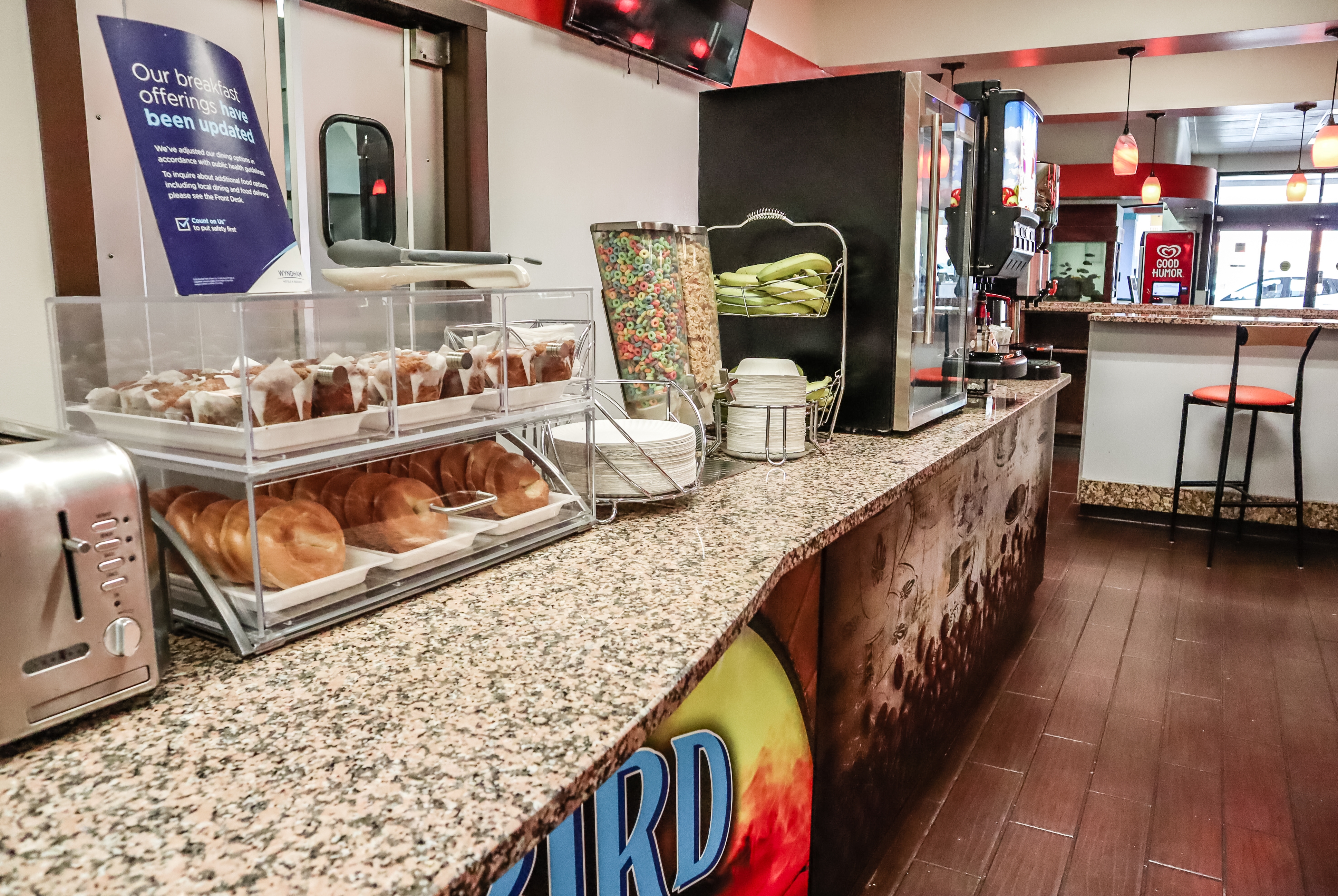 Free breakfast at Howard Johnson by Wyndham Ocala FL I-75 in Ocala, Florida