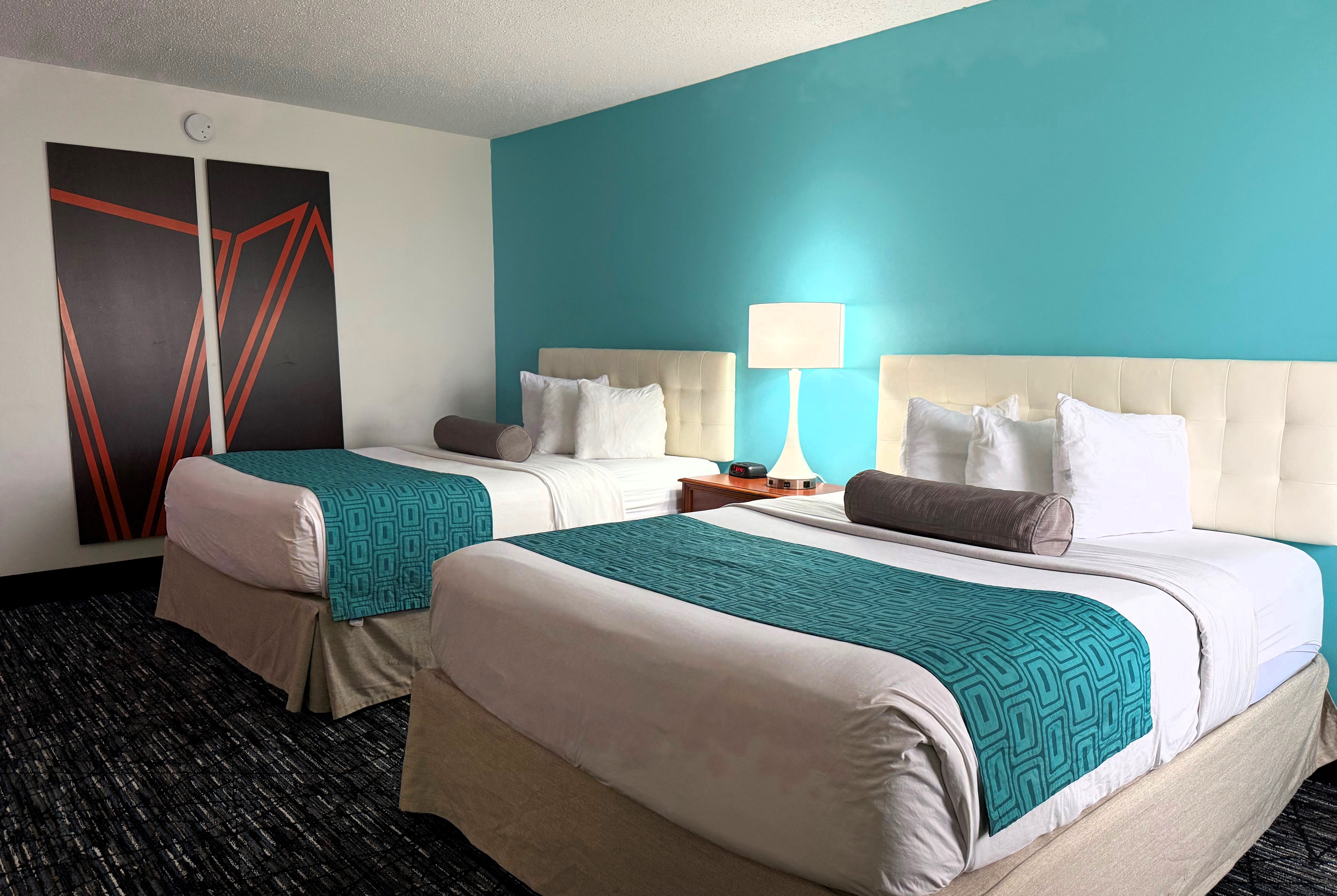 Guest room at the Howard Johnson by Wyndham Evansville East in Evansville, Indiana