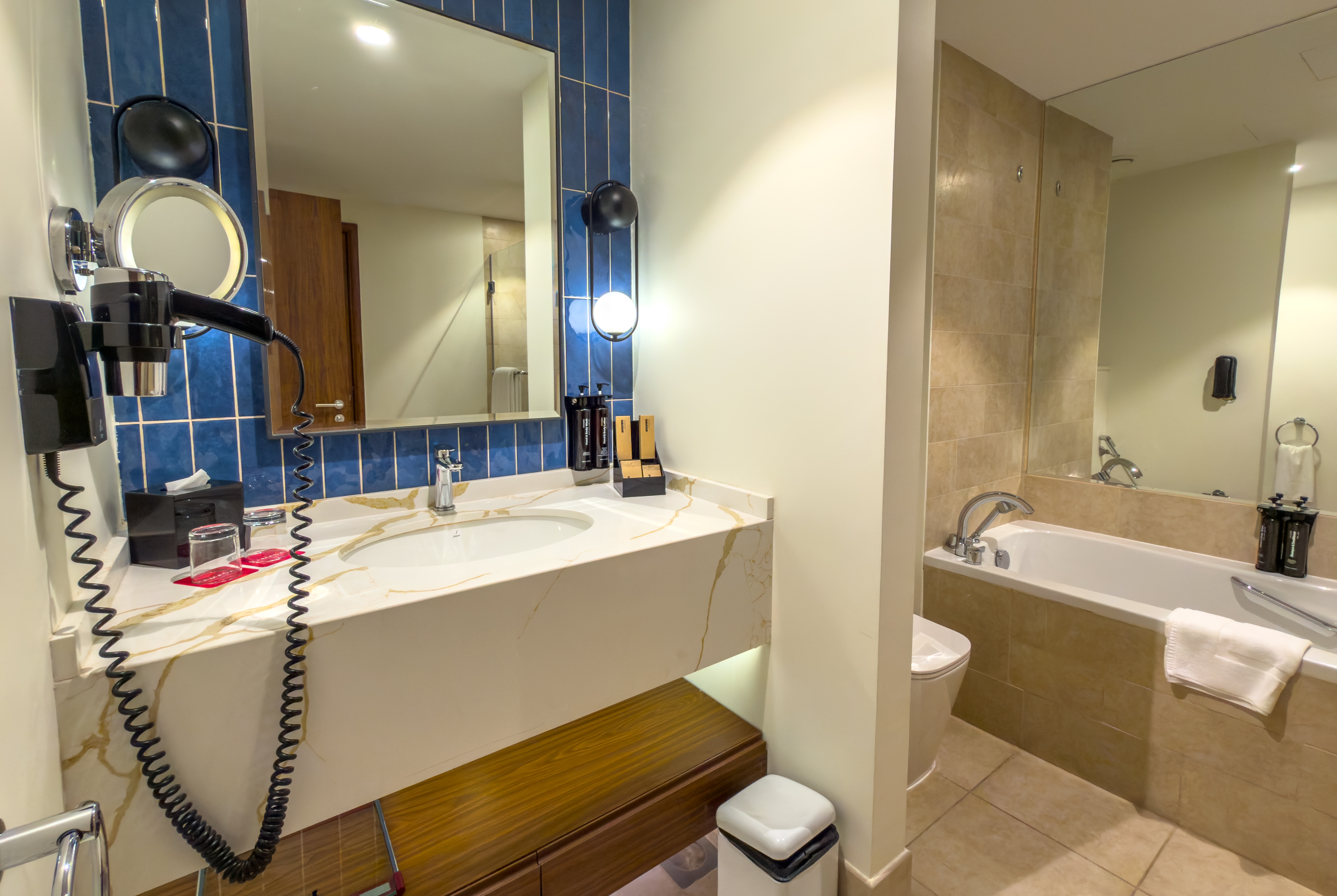 Guest room bath at the Wyndham Downtown Dubai in Dubai, Other than US/Canada