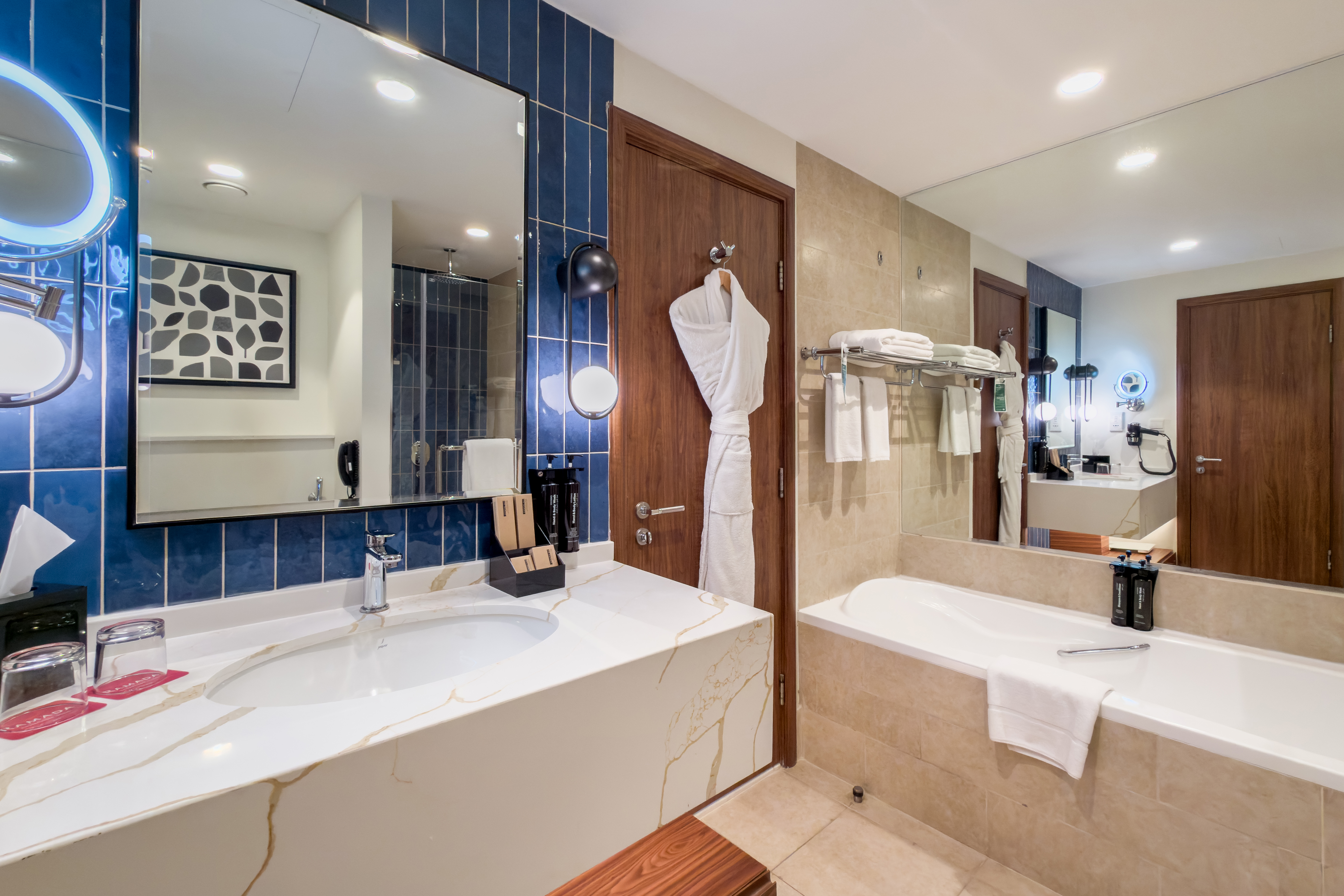 Guest room bath at the Wyndham Downtown Dubai in Dubai, Other than US/Canada