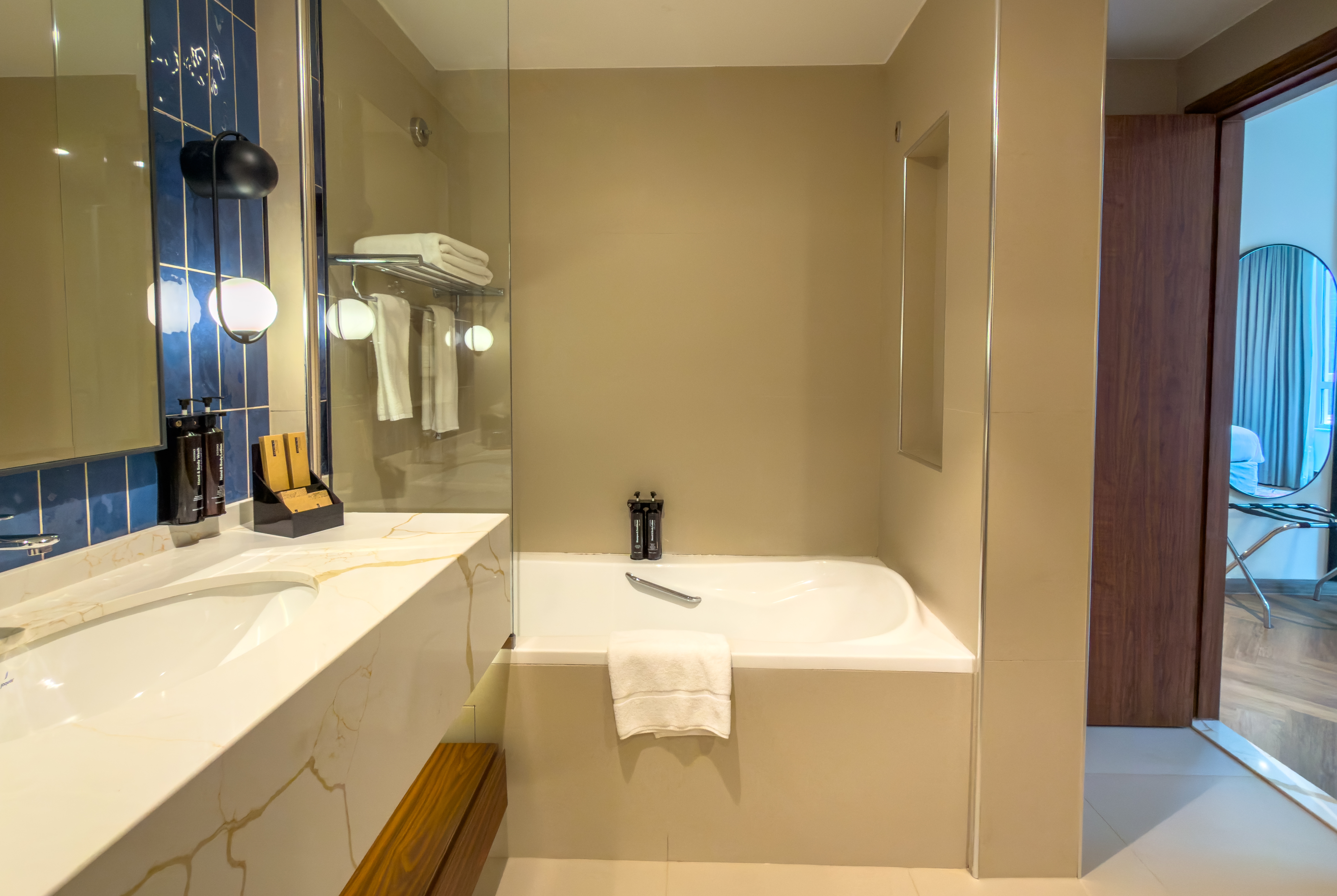 Guest room bath at the Wyndham Downtown Dubai in Dubai, Other than US/Canada
