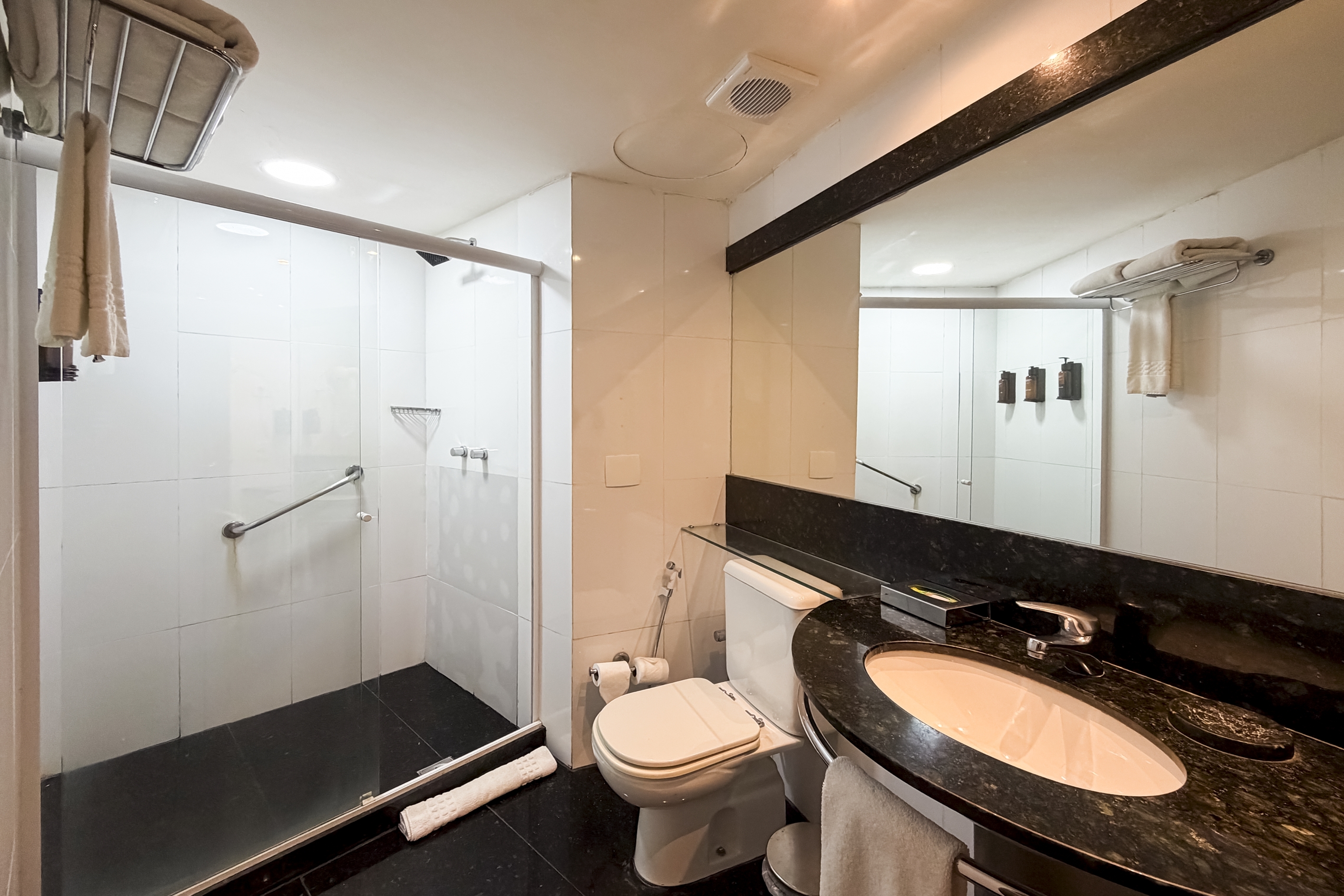 Guest room bath at the Wyndham Rio Barra in Rio de Janeiro, Other than US/Canada