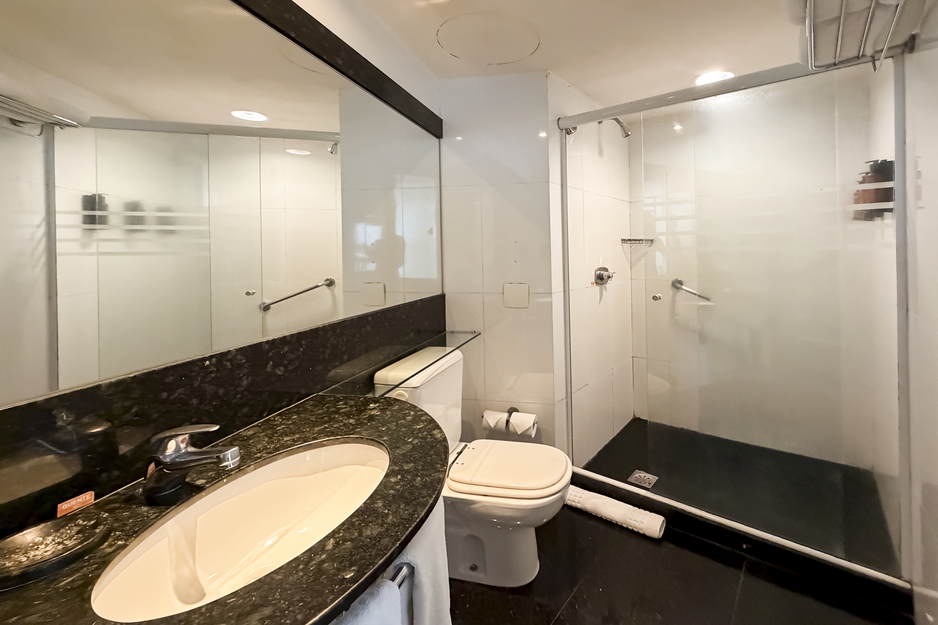 Guest room bath at the Wyndham Rio Barra in Rio de Janeiro, Other than US/Canada