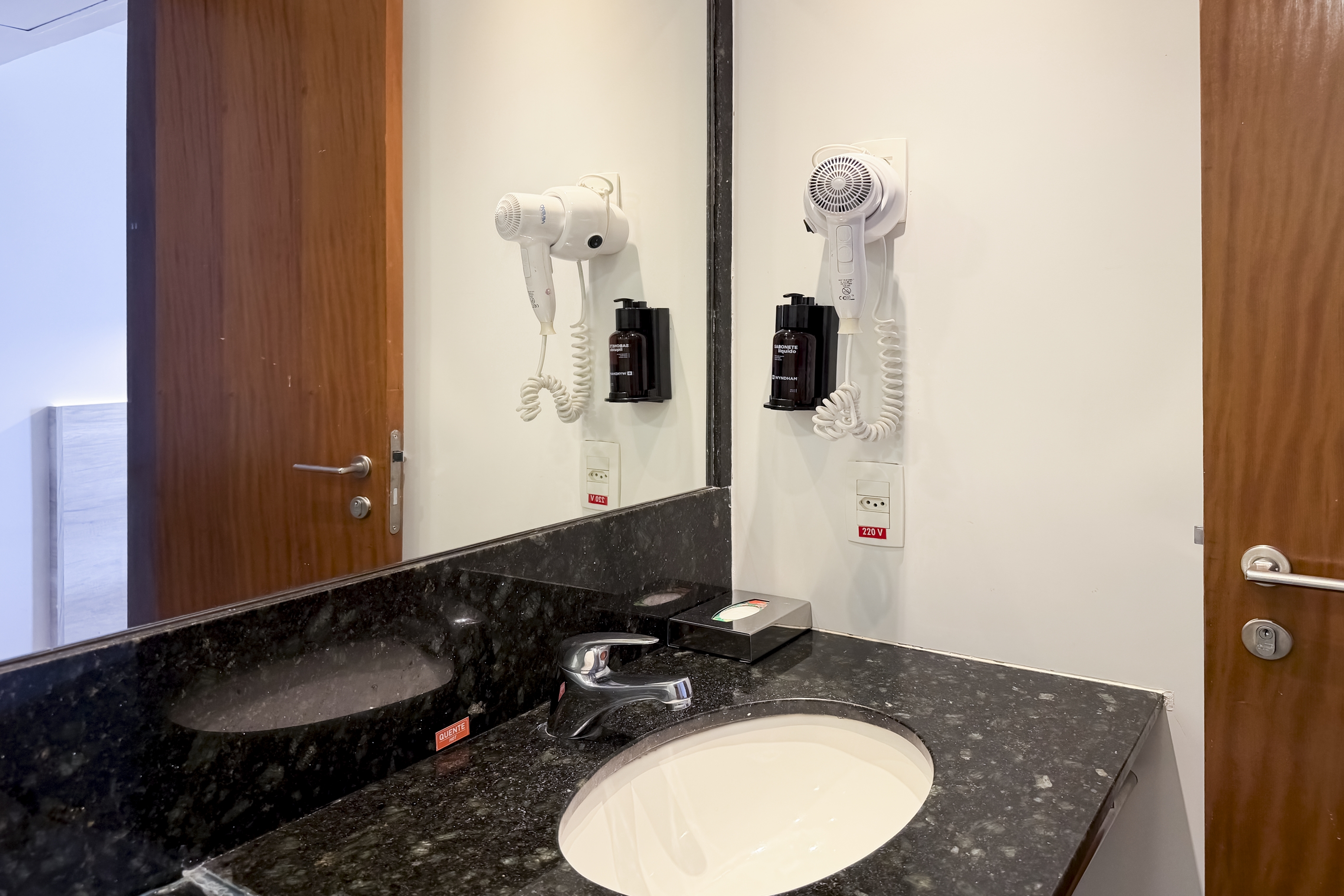 Guest room bath at the Wyndham Rio Barra in Rio de Janeiro, Other than US/Canada