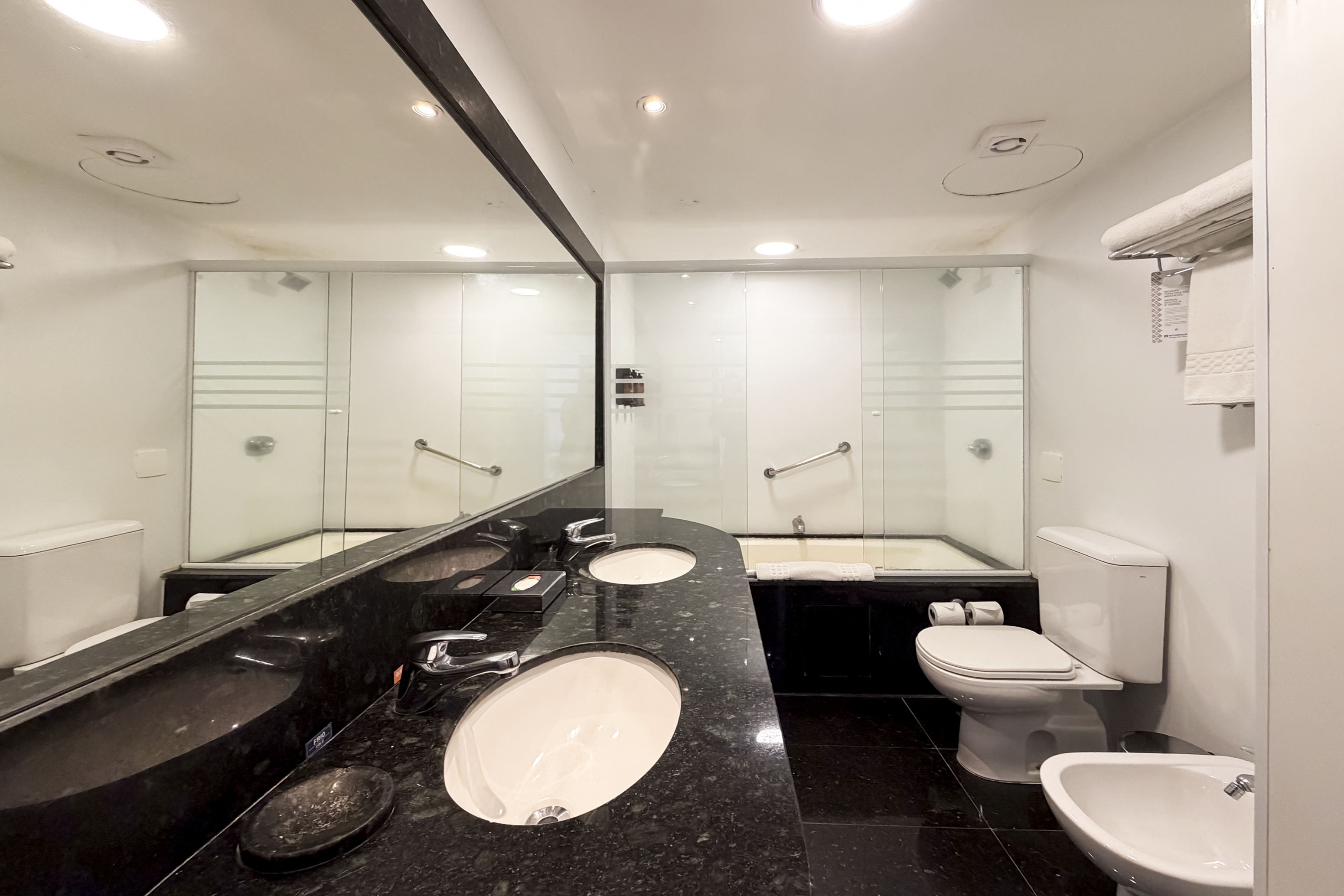 Guest room bath at the Wyndham Rio Barra in Rio de Janeiro, Other than US/Canada