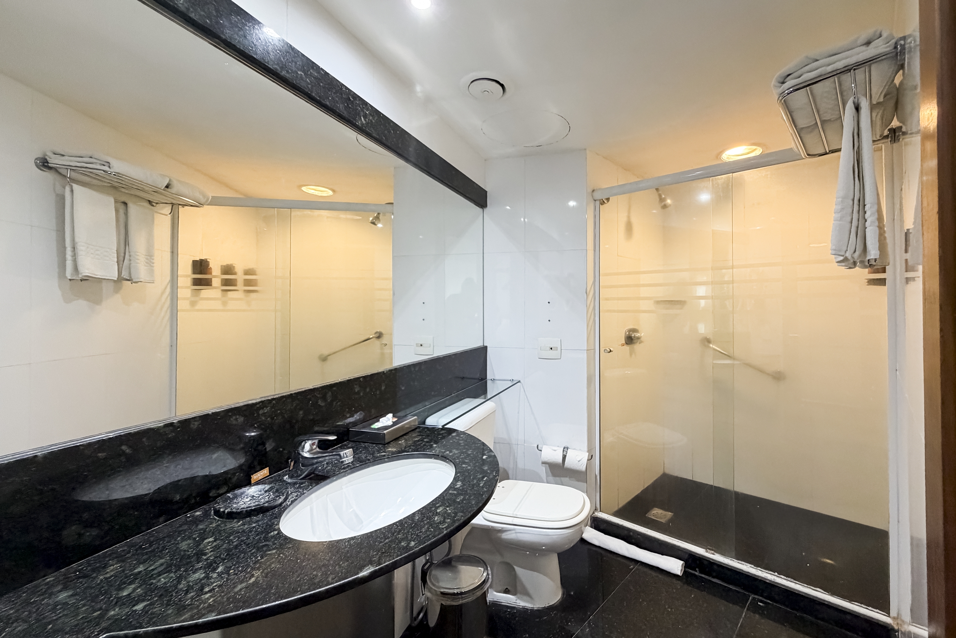 Guest room bath at the Wyndham Rio Barra in Rio de Janeiro, Other than US/Canada